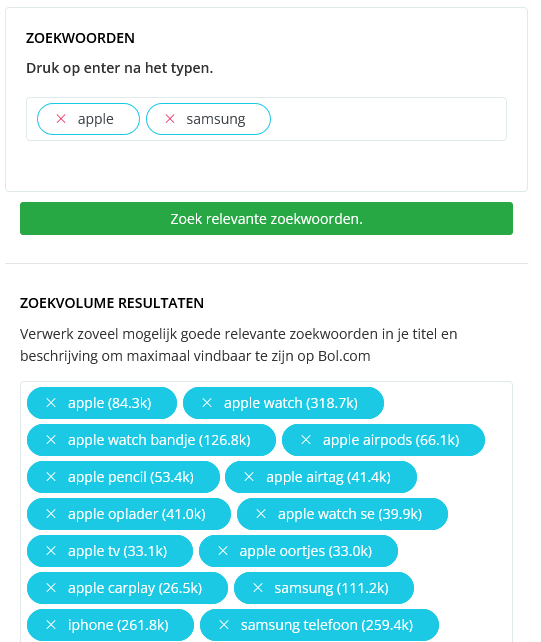 bol.com product zoekvolume data